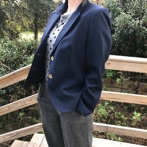 Petite Classic Navy Silver Button Blazer NWOT SZ 2
